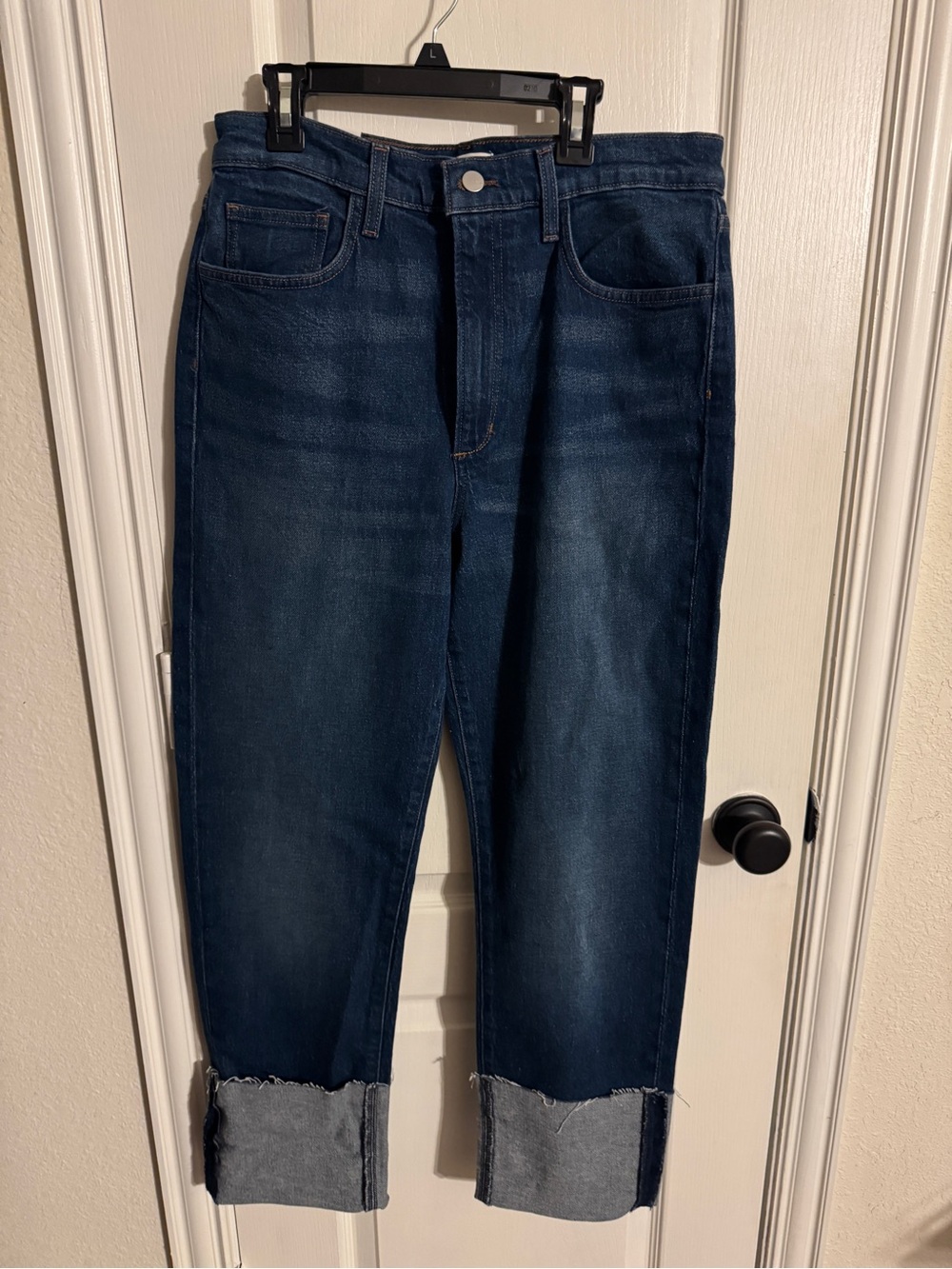 Joe's Jeans Dark Blue Cuffed High Rise Straight - The Margot